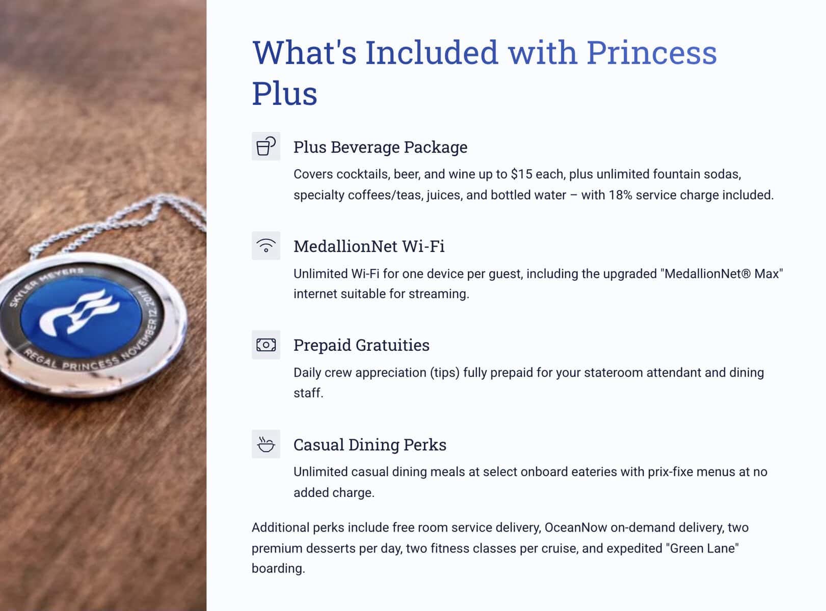 Princess Plus all-inclusive package benefits
